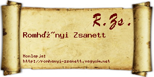 Romhányi Zsanett névjegykártya